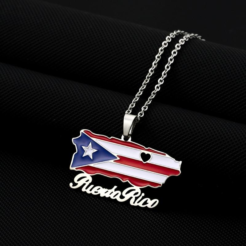 Versatile Puerto Rico Flag Pendant Necklace Puerto Rico Culture Necklace Fashion Jewelry Suitable for Various Occasion