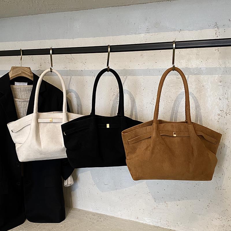 Women's Large Capacity Tote Bag - 2025 Autumn/Winter Solid Color Versatile Shoulder Handbag