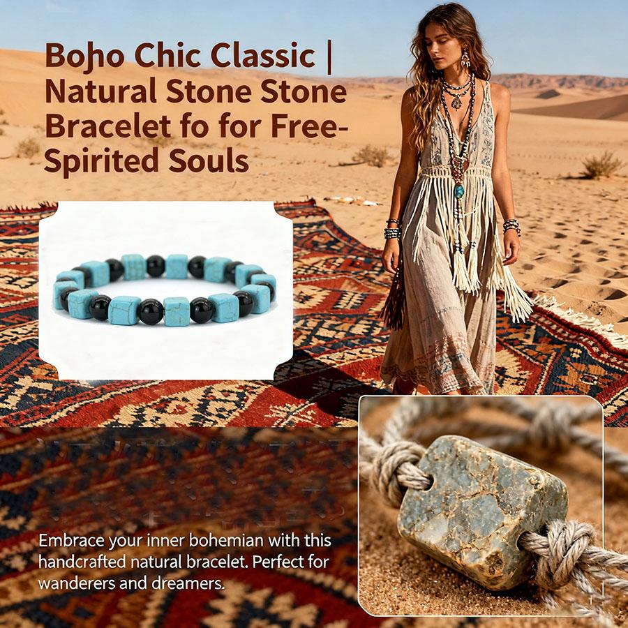 Noter Handmade Blue Bowlite Lava Obsidian Sustainable Stone Bracelet Men Women Couple Best Choice Perfect Gift Idea Beaded Joias