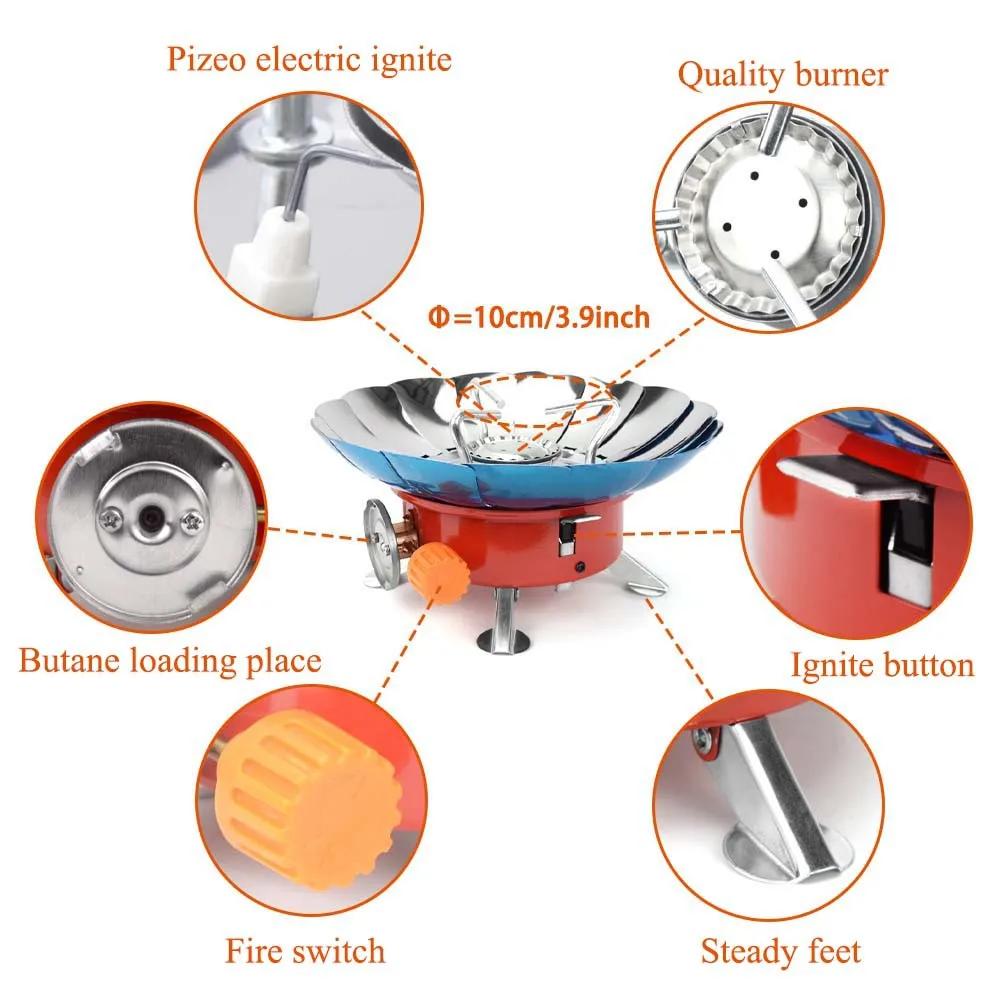 Windproof Outdoor Mini Portable Small Card Stove Picnic Stove Head Stove Mountain Climbing Travel Folding Stove Camping Stove