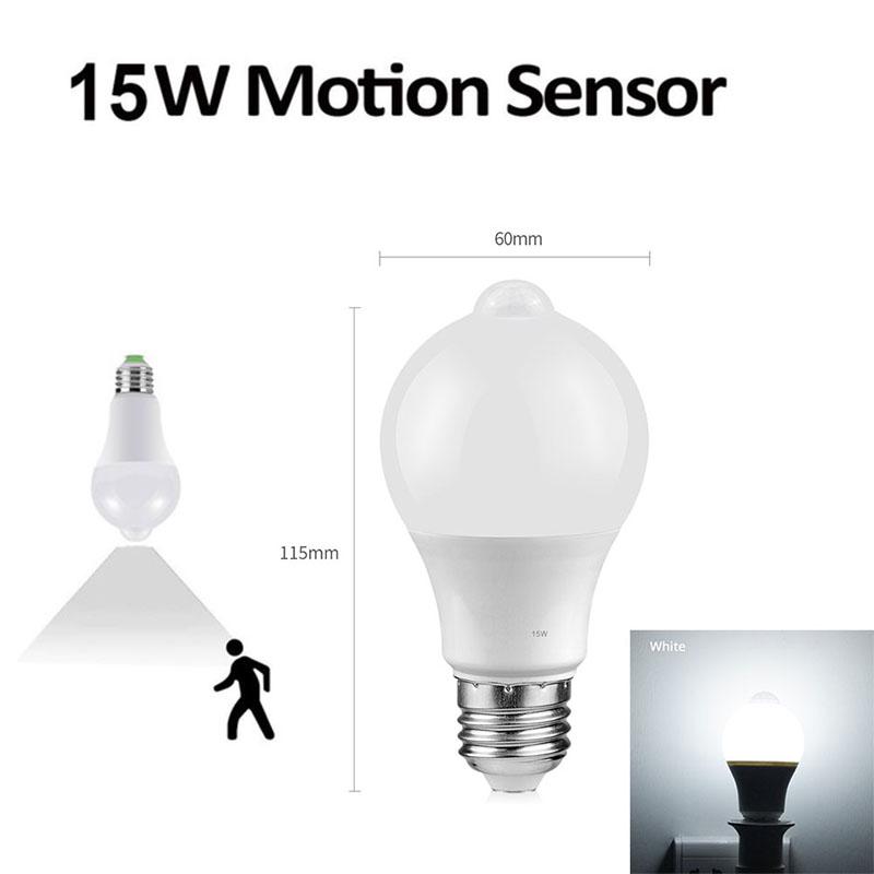 E27 PIR LED żarówka z czujnikiem ruchu lampa samochodowa na podczerwień 12W 15W 18W 20W 110 / 220V do domu kuchnia schody balkon