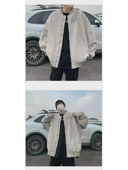 Męska modna kurtka pilotka w stylu amerykańskim high street - Wszechstronna, Przystojna, Codzienna, w stylu baseballowym oversize.