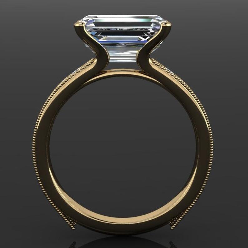 He Cheng Square Diamond Ring - Elegant Small Wedding & Proposal Jewelry