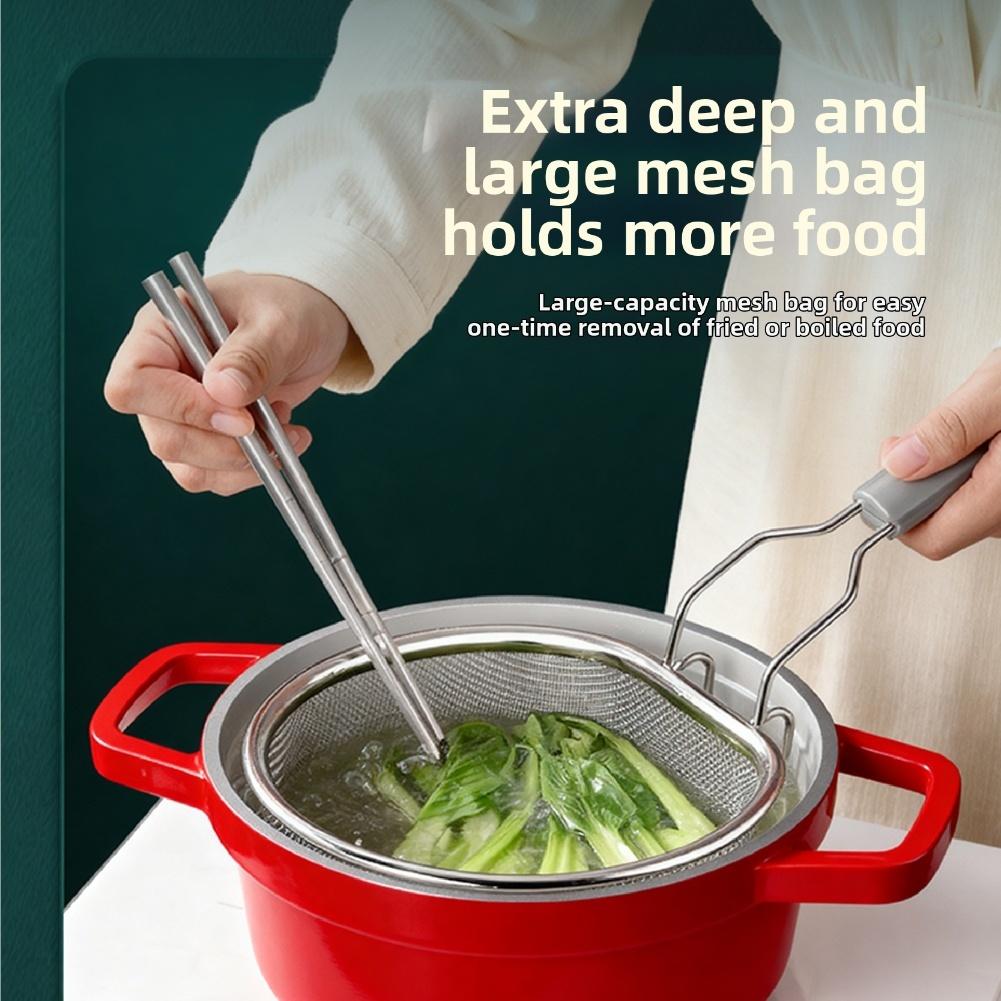 Food Safe Stainless Steel Fry Basket with Drain Holes for Quick Oil Drainage Foldable Handle for Convenient Storage