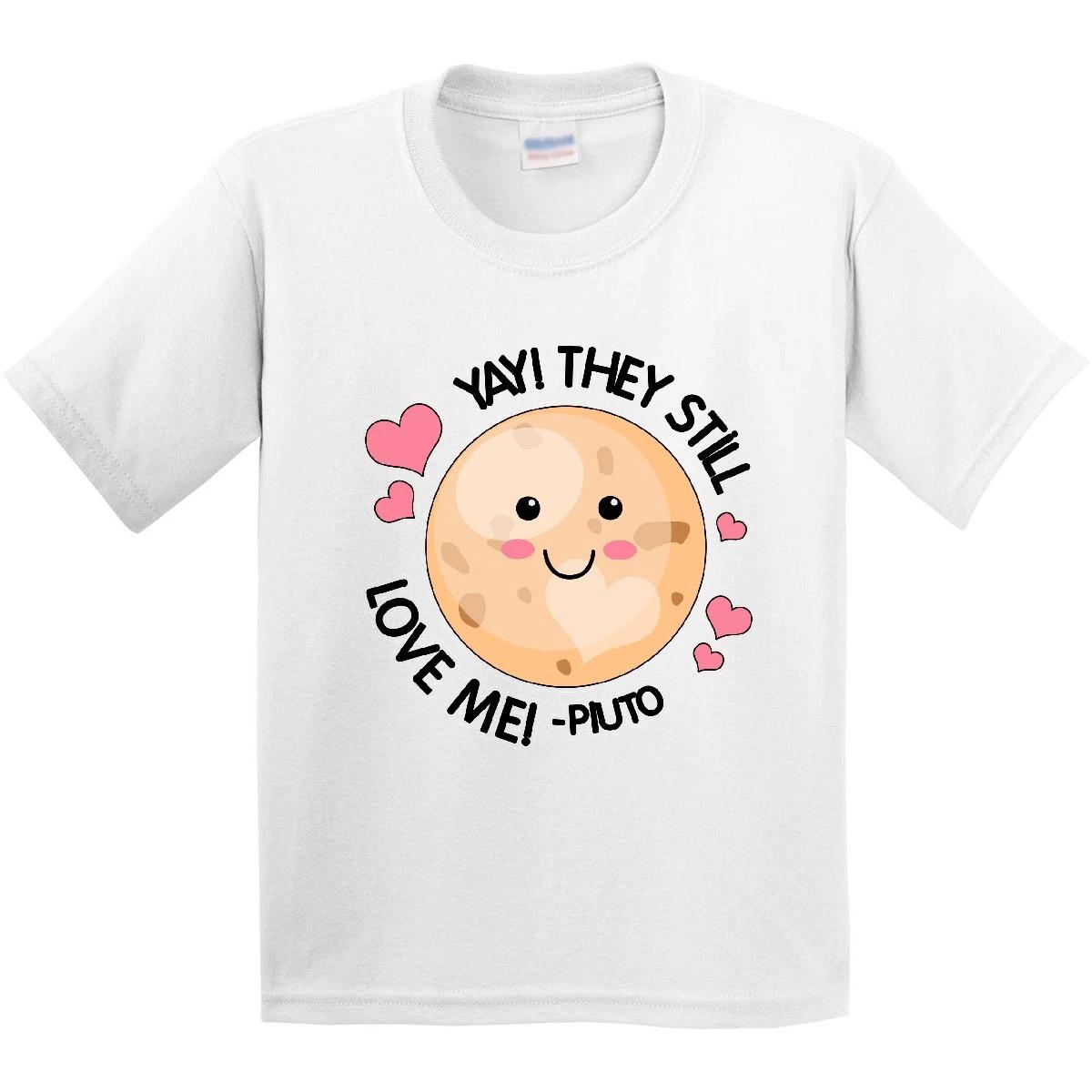 Inktastic Yay They Still Love Me Planet Pluto With Hearts Youth T-Shirt Space I 140