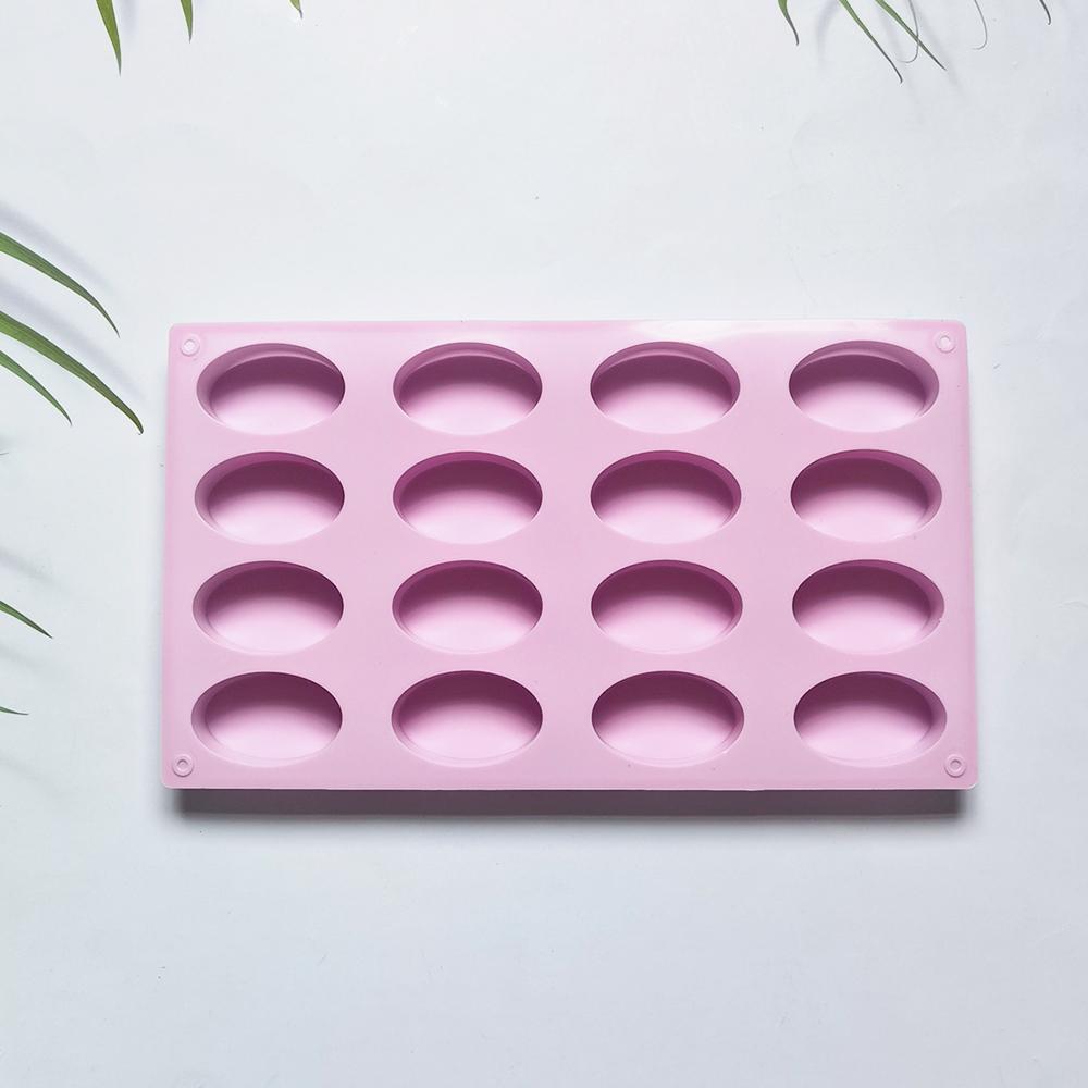 Matriță de Săpun Handmade DIY Ovală cu 16 Cavități Matriță din Silicon Pentru Fabricarea Săpunului și Mini Prăjituri Ciocolată Bomboane Tort Coacere