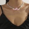 Trendy Resin Necklace Purple/Yellow Floral Leaf  Pendant Neckchains for Wedding Bridal Jewelry Unique Shape Ornaments