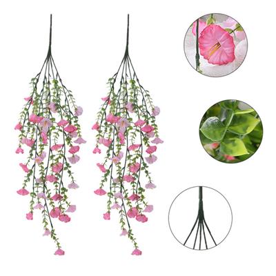 Hanging Artificial Morning Glory UV Resistant Fake Flower Indoor Outdoor Garden Porch Patio Wall Hanging Faux Flower Decoration