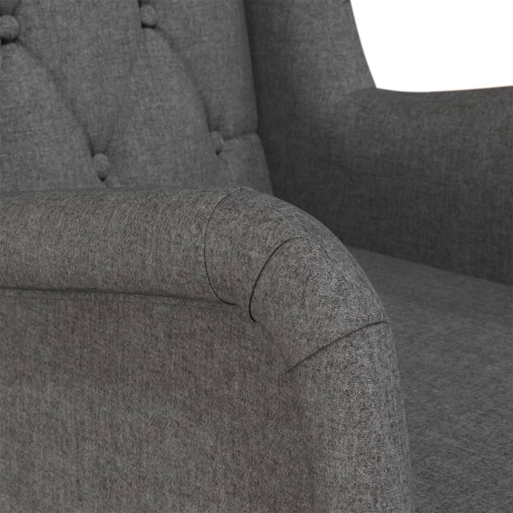 Vidaxl Fotel Bujany Z Kauczukowymi Nóżkami, Ciemnoszary, Obity Tkaniną