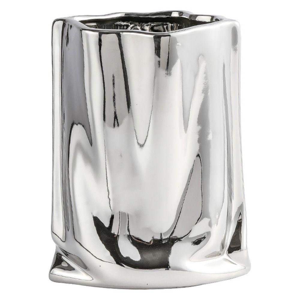 Minimalist Electroplated Ceramic Vase Elegant Hydroponic Flower Pot  Entrance Ornament