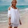Acoperire de Plajă cu Dantelă pentru Femei, Kaftan Lung Fluid cu Design Decupat, Robă pentru Vacanță 1013 KTY