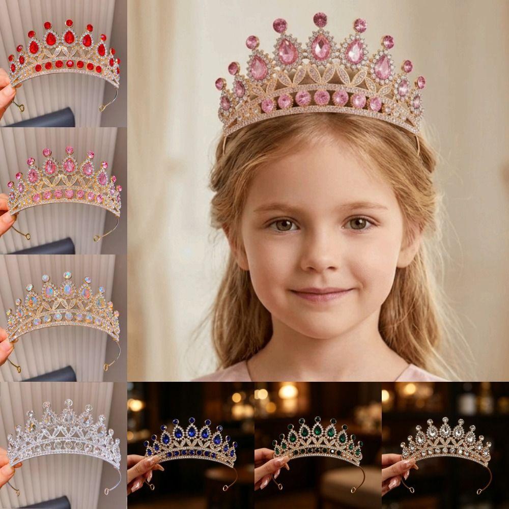 Multi-Color Children Princess Crowns Fashionable Rhinestone Tiaras for Girls