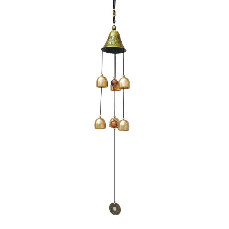 Copper Wind Chime Ornament: Dragon, Phoenix & Buddha Bell Pendant Door Decor.