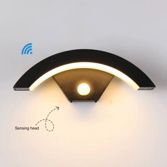 Moon-Shaped Wall Light with Motion Sensor 18W 2160LM Waterproof LED Porch Lamp for Garden Patio Garage Modern Exterior Lighting for House