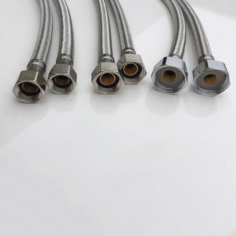 Bathroom Hose Stainless Steel Flexible Water Pipe Kitchen 2 Pieces/Set Hot and Cold Water Tap Water Supply Pipe Hose G 1/2 G 3/8