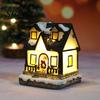 Desktop Christmas House Ornament Glowing Romantic Warm Lighting Resin Craft Small Glow LED Snow Covered Decoration Figurine Statue Party Festival Gift