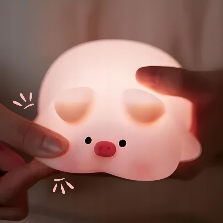 Lampka LED ŚWINKA – Silikonowa, 3 tryby jasności, ładowana przez USB-C