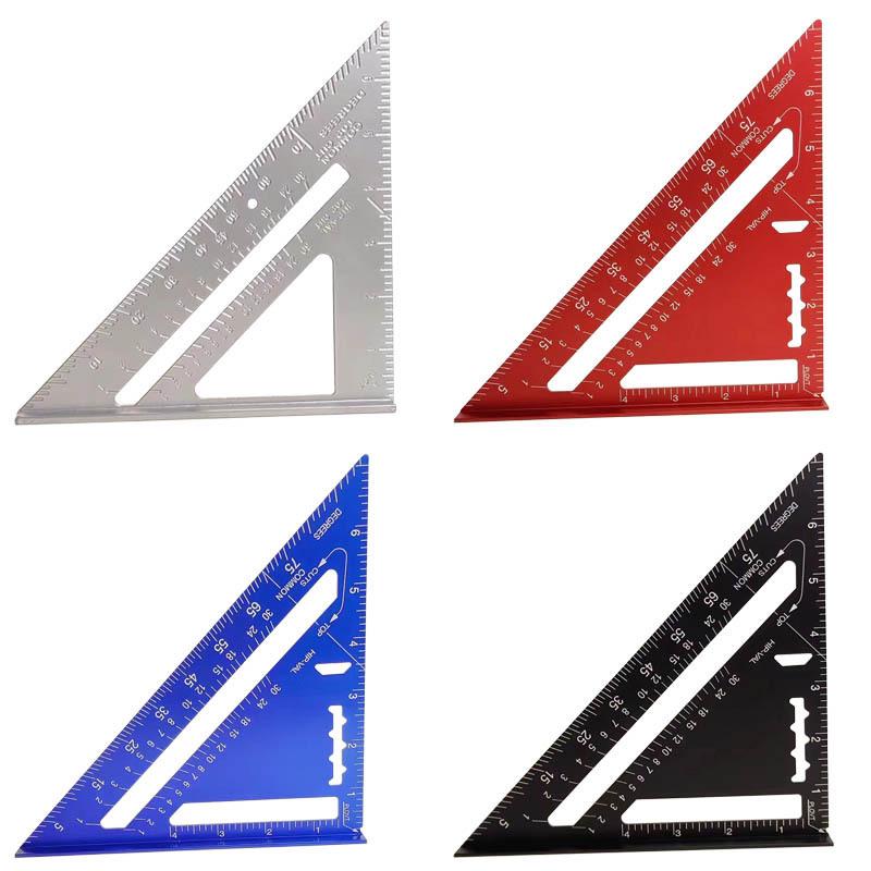 ZJ Aluminum Alloy 7" Triangle Woodworking Ruler - Inch/Metric 90° Right Angle Ruler