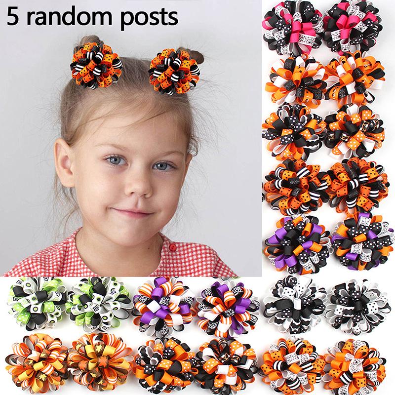 

1Pc Halloween Hair Accessories Back To School Flower Hairpins Princess Barrettes Ribbon Hydrangea Hair Clips For Kids Girls A3