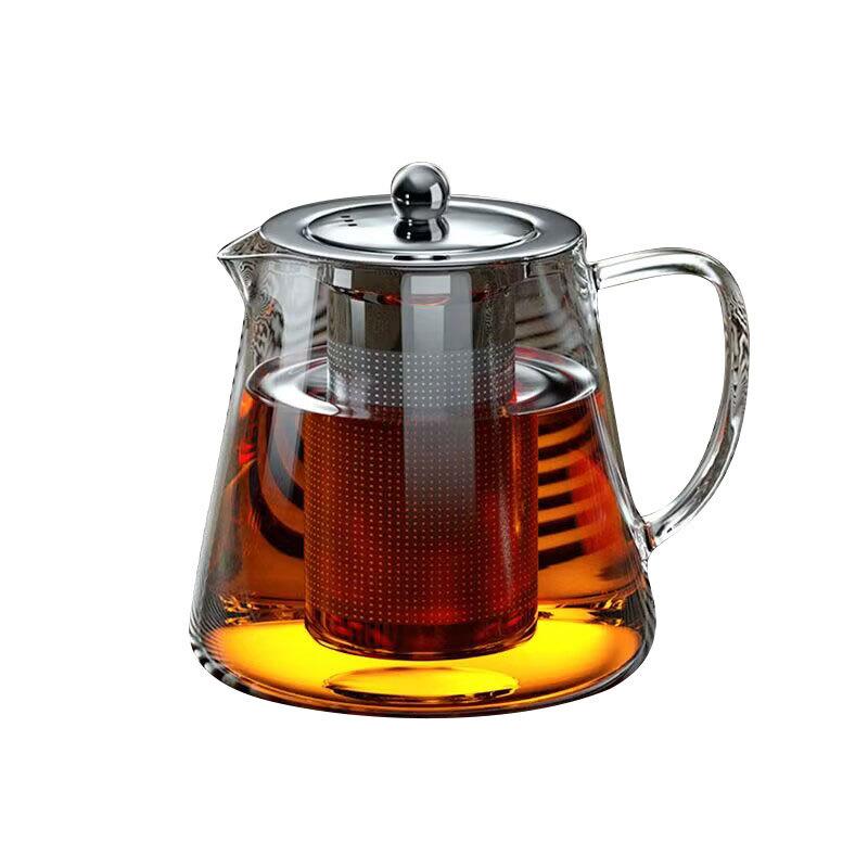 Tepelně odolná skleněná čajová konvice s nerezovým sítkem na čaj Infuzér Květinová konvice Kung-fu sada čajových nádob Puer Oolong Pot