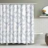 Elegant Blue Leaf Shower Curtain Modern Bath Decor For Bathroom Remodeling Water Resistant Fabric With Hooks (White Navy)
