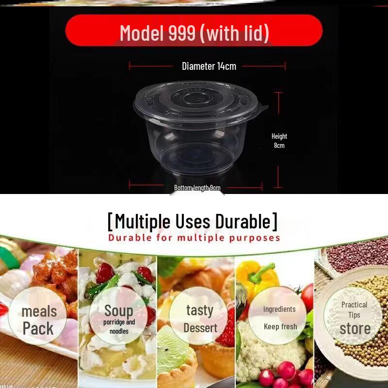 Disposable Plastic Round Bowls with Lids