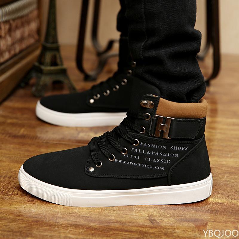Fashion Spring New Fashionable Versatile Men's Casual Comfortable Shoes High Top Canvas Shoes Sneakers Man Lace-Up Breathable Men Flats