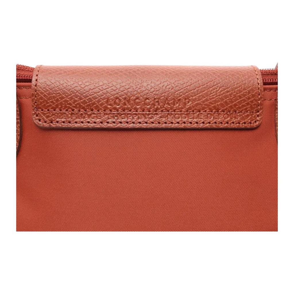 Longchamp Le Pliage Solid Color Foldable Tote Bag With Leather Trim Women Tote Bags Brick-Red 1899089P97