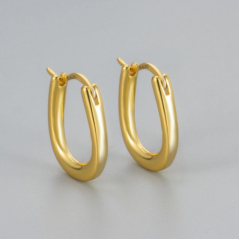 925 Sterling Silver Earrings For Women Trendy Gold Color Geometric Earring Jewelry Prevent Allergy Party Accessories Gift
