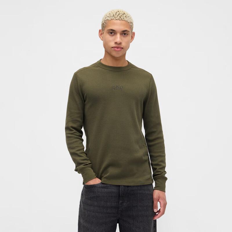 Gap Unisex Waffle Long-Sleeve T-Shirt with Logo