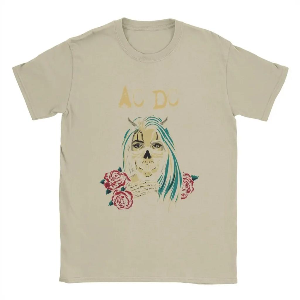 Maglietta da Uomo AC Band Musica DC Ghost Flower Casual 100% Cotone Manica Corta Cool Hip Hop Harajuku Magliette Girocollo Stampa