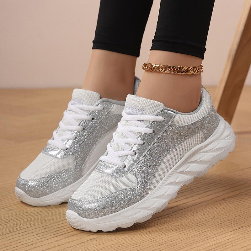 

Новые модные европейские и американские кроссовки на плоской подошве большого размера с пайетками в весенней цветовой гамме и персонализированным дизайном 43 серебряный