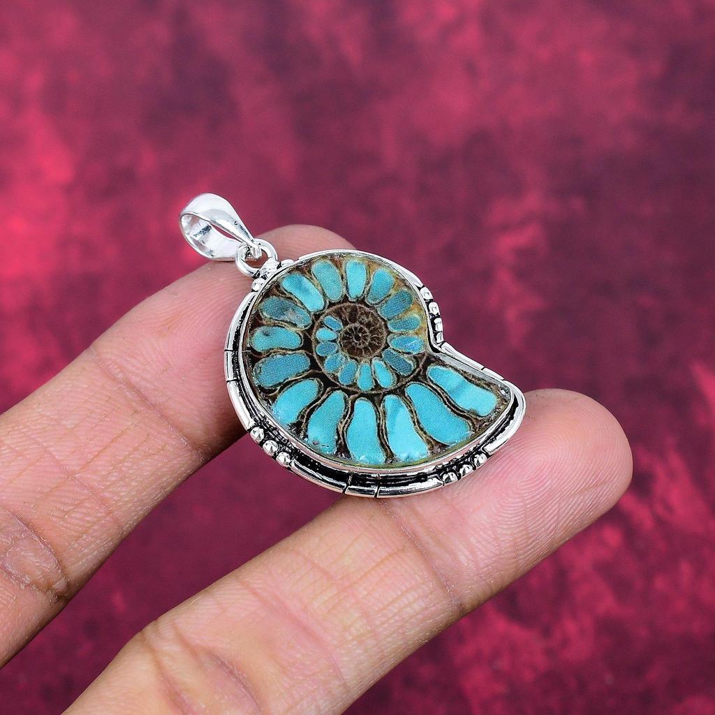Ammonite Fossil Jewelry, 925 Solid Sterling Silver Pendant Handmade Gemstone Jewelry, Gifts For Wife Brand New Pendant