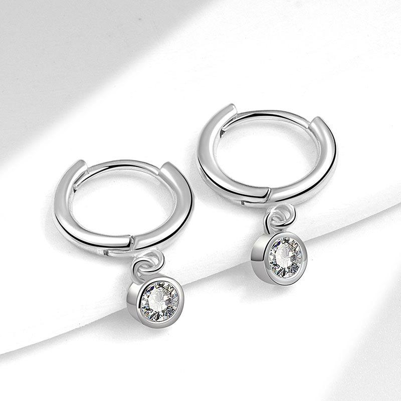 Minimalist Geometric Zircon Circle Earrings For Women Cool Tone Personalized Rhinestone Hoop Ear Jewelry Accessories