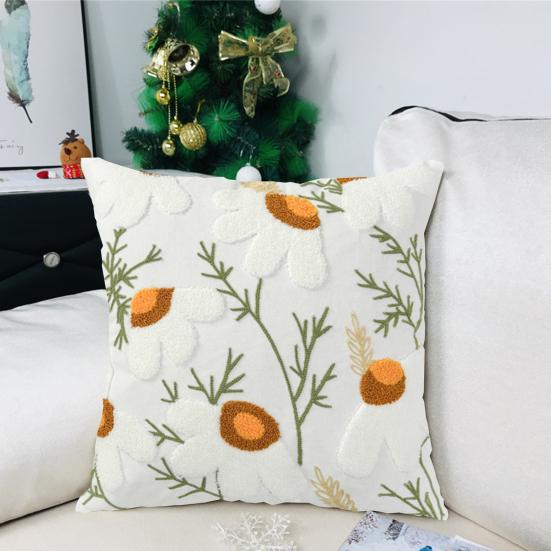 Floral Pillow Cover 18" X 18" Flower Throw Pillow Case Zippered Rustic Pillow Cover for Living Room Sofa Couch Bedroom Decoration