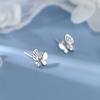 S925 Silver Plated Stud Earrings New Small Animal Earrings Female Summer Fashion Light Luxury Sweet Hollow Flash Diamond Butterfly Stud Earrings