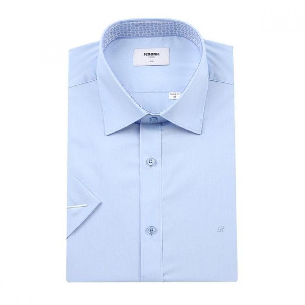 Renoma Slim Fit Cool Comfortable Tc streTch Twill Blue Short Sleeve Shirt Rzusl 095