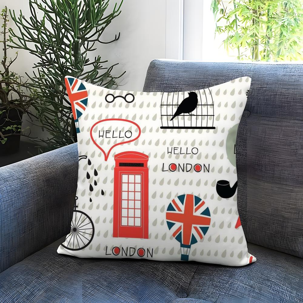 LOVE England Printed Cushion Cover Comfortable Reversible Pillow Cover Ideal for Car Sofa Bedroom & Beyond