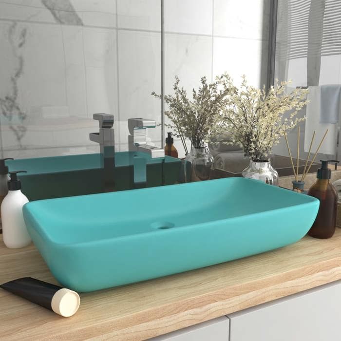 VidaXL Lavabo de Luxe Rectangulaire Vasque à Poser de Toilette Lave-mains de Salle de Bain Salle Cosmétique Maison Vert 146958
