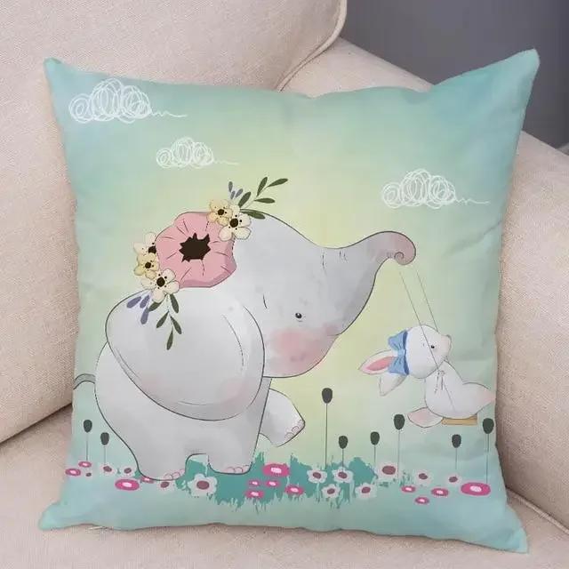 Cute Cartoon Giraffe Fox Reindeer Pillow Cover Nordic Children's Room Decoration Sofa Home Animal Cushion