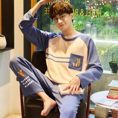 Men's Cotton Pajamas Sets Sleepwear Nightwear Cartoon Underwear Casual Sleep&Lounge Homewear Spring Autumn Pjs Drop Ship