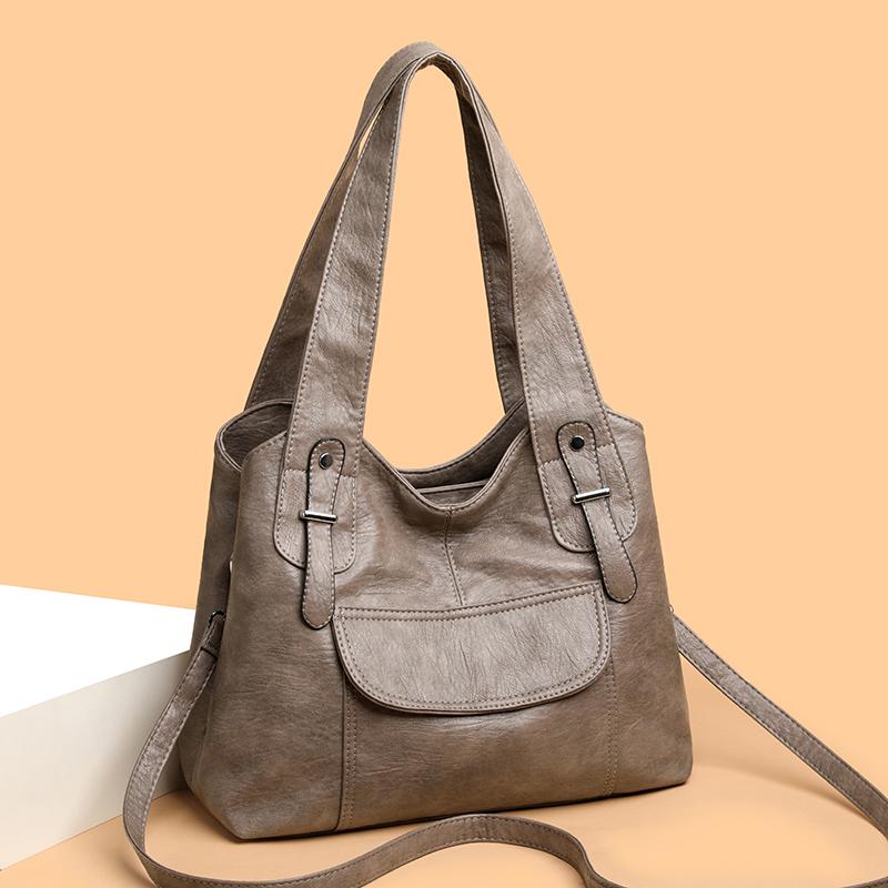 Schultertasche mit großer Kapazität Weiches Leder Tasche für Mütter mittleren Alters Damen Umhängetasche