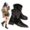 Large size pointed retro embroidered thick heel western cowboy boots women's autumn and winter new personalized short boots