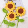 10Pcs Crochet Sunflower with Leaves Handmade Knitting Yarn Flower Decoration Home Office Table Centerpiece Mother's Day Birthday Christmas Gift