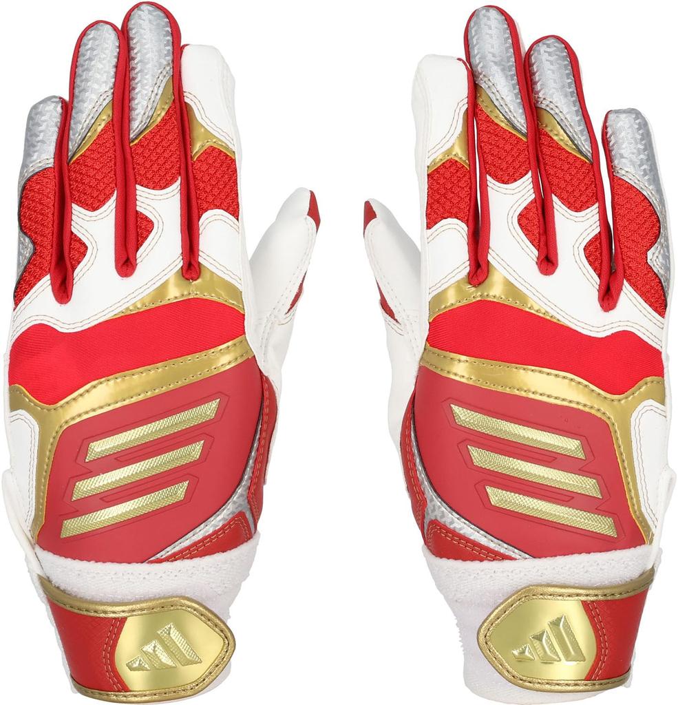 adidas Baseball Batting Red x Gold JL LBG904 Gloves, 51, Junior, (6482)