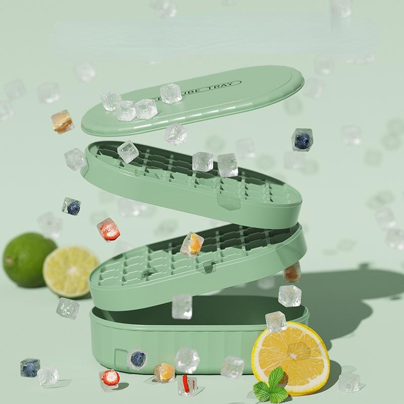 New Plastic Ice Tray 72 Grid Food-grade Ice Cube Mold Large-capacity Ice-making Container Ice Storage Box Refrigerator Artifact