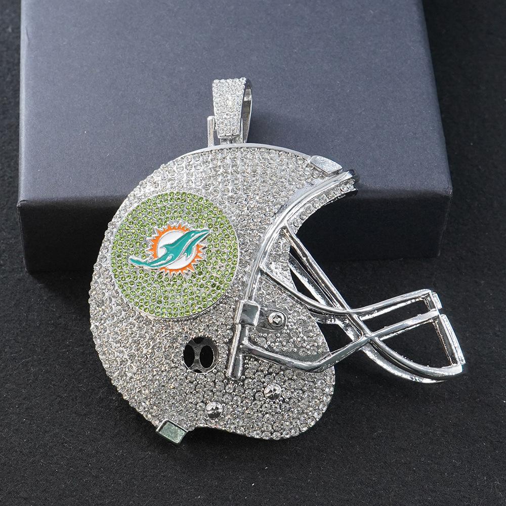 Miami Dolphins Football Helmet Alloy Pendant Necklace Personalized Accessory