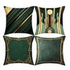Vintage Grün und Gold Geometrischer Druck Muster Überwurf Kissenbezug Polyester Kissenbezug Heimdeko Kissenbezug mit Reißverschluss