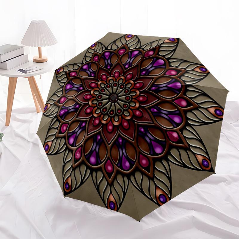 1pc Mandala Artwork Umbrella - Portable Home Essential, Durable Iron Frame with Rod Structure, Fashion Lovers Yy250910090