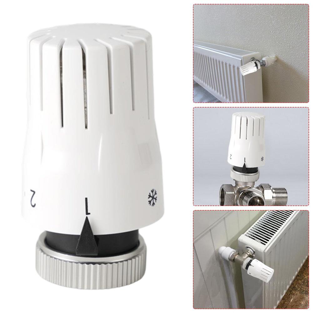 Radiator Valve Thermostatic Head with M30x1.5 Thread Offering Five Adjustable Temperature Settings and Anti-Freeze Functionality